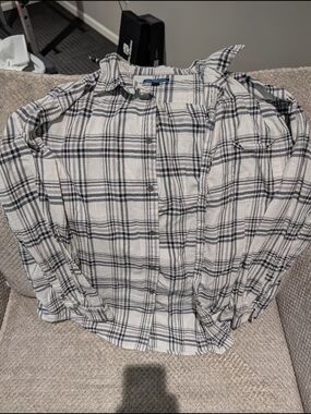croft & barrow Black and White Plaid Flannel Shirt